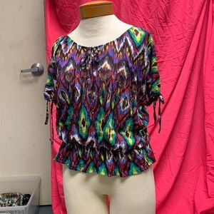 Derek Heart Top Y2K Bohemian Multicolored Small Slit Sleeves